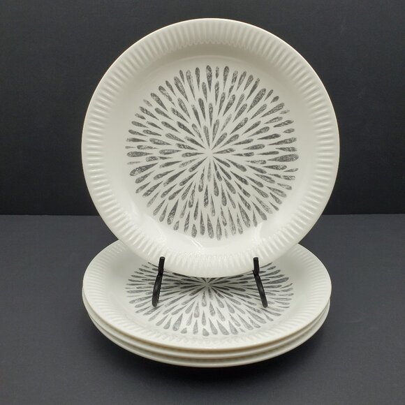 Lenox Profile Accent Luncheon Plates Gray White Embossed Porcelain Salad Plates - Picture 1 of 8